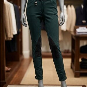 Ralph Lauren Hunter Green Equestrian Riding Pants Suede Knee Patch Size 4